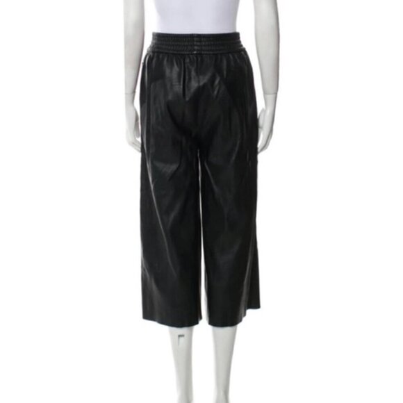 Stella McCartney Black Faux Leather Cropped Culottes Pants - S - Picture 12 of 13